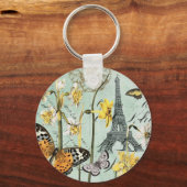 ヴィンテージスプリングタイムインパリエッフェルタワーキーチェーン キーホルダー (正面)