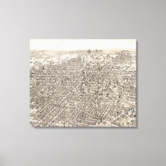 ヴィンテージスプリングフィールド・オハイオの地図(1884) キャンバスプリント (正面)