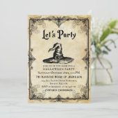 ヴィンテージスプーク風の大人ハロウィーンの衣装パーティー 招待状 (スタンド正面)