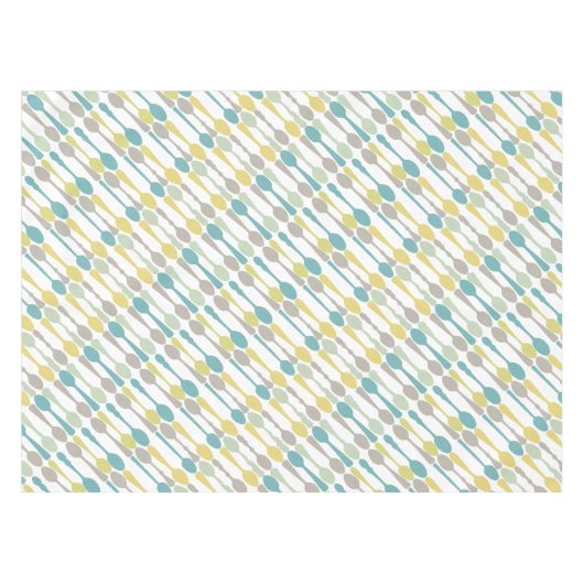 ヴィンテージスプーンパターンカスタム任意の背景色 テーブルクロス (正面(横))