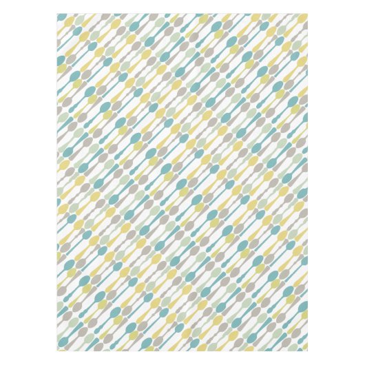 ヴィンテージスプーンパターンカスタム任意の背景色 テーブルクロス (正面)