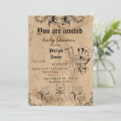 ヴィンテージスプー、ハロウィーンの赤ちゃんシャワーの招待状 招待状 (スタンド正面)