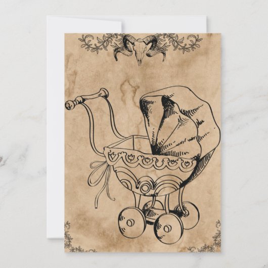 ヴィンテージスプー、ハロウィーンの赤ちゃんシャワーの招待状 招待状 (裏面)