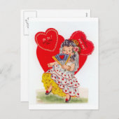 ヴィンテージスペインのセノリタバレンタイン シーズンポストカード (正面/裏面)