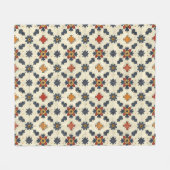 ヴィンテージスペインのタイルパターン フリースブランケット (正面(横))