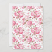 ヴィンテージスペインのピンクローズフローラバプテスマ 招待状 (裏面)