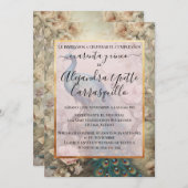 ヴィンテージスペインのピーコックシック45th誕生日 招待状 (正面/裏面)