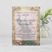 ヴィンテージスペインのピーコックビューティフル60誕生日 招待状 (スタンド正面)