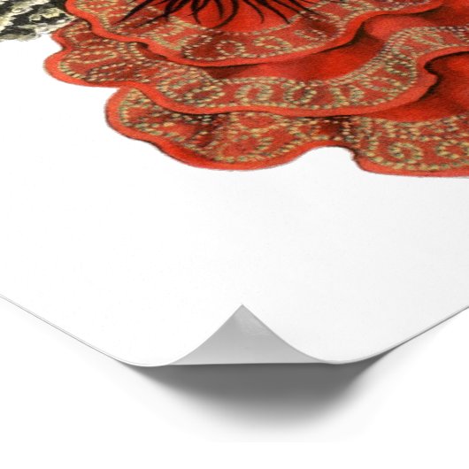 ヴィンテージスペインのフラメンコ伝統的ダンサードレス ポスター (角)