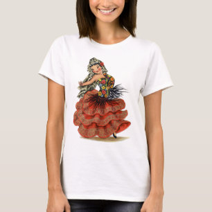 ヴィンテージスペインのフラメンコ伝統的ダンサードレス Tシャツ