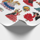 ヴィンテージスペインのフラメンコ・ダンサー女性ファン・アート ラッピングペーパー (角)