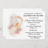 ヴィンテージスペインのベビーカトリックフローラ聖なる書物、 経典 招待状 (正面/裏面)