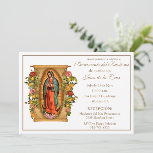 ヴィンテージスペインのベビーカトリックフローラ聖なる書物、 経典 招待状 (スタンド正面)