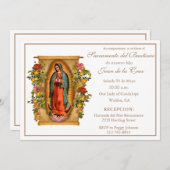 ヴィンテージスペインのベビーカトリックフローラ聖なる書物、 経典 招待状 (正面/裏面)