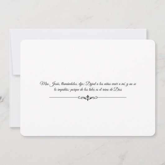 ヴィンテージスペインのベビーカトリックフローラ聖なる書物、 経典 招待状 (裏面)