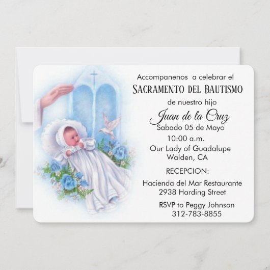 ヴィンテージスペインのベビーカトリックフローラ聖なる書物、 経典 招待状 (正面)