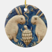 ヴィンテージスペインのラビットブルートブルー セラミックオーナメント (裏面)