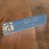 ヴィンテージスペインのラビットブルートブルー デスクネームプレート (側面)