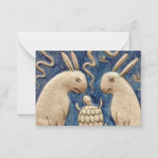 ヴィンテージスペインのラビットブルートブルー ノートカード (正面)