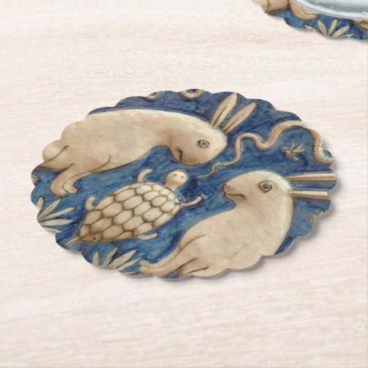 ヴィンテージスペインのラビットブルートブルー ペーパーコースター (アングル)