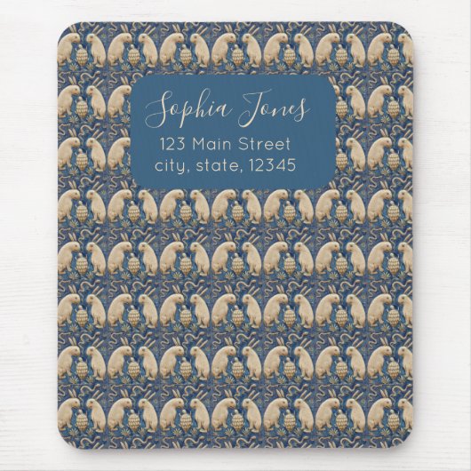 ヴィンテージスペインのラビットブルートブルー マウスパッド (正面)