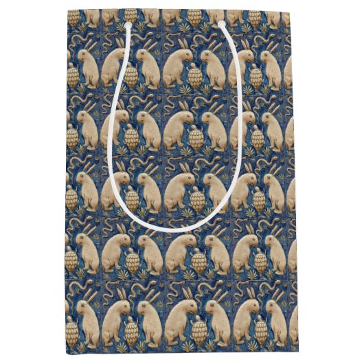 ヴィンテージスペインのラビットブルートブルー ミディアムペーパーバッグ (正面)