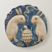 ヴィンテージスペインのラビットブルートブルー ラウンドクッション (裏面)