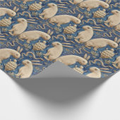 ヴィンテージスペインのラビットブルートブルー ラッピングペーパー (角)