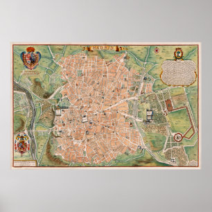 ヴィンテージスペインの地図(1705年) ポスター
