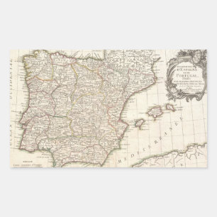 ヴィンテージスペインの地図(1775年) 長方形シール