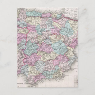 ヴィンテージスペインの地図(1855年) ポストカード