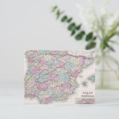 ヴィンテージスペインの地図（1855年） ポストカード (スタンド正面)