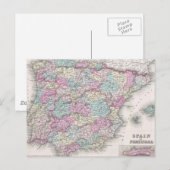ヴィンテージスペインの地図（1855年） ポストカード (正面/裏面)