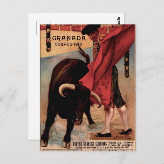 ヴィンテージスペインの闘牛旅行はがき ポストカード (正面/裏面)