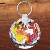 ヴィンテージスペインフラメンコダンサー旅行ポスター キーホルダー (正面)