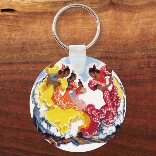 ヴィンテージスペインフラメンコダンサー旅行ポスター キーホルダー (正面)