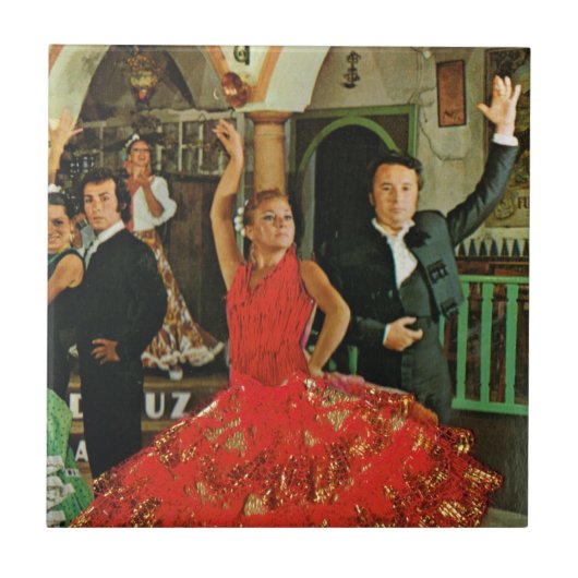 ヴィンテージスペイン、フラメンコのダンサー タイル (正面)