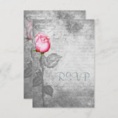 ヴィンテージスポットカラー結婚ピンク 出欠カード (正面/裏面)