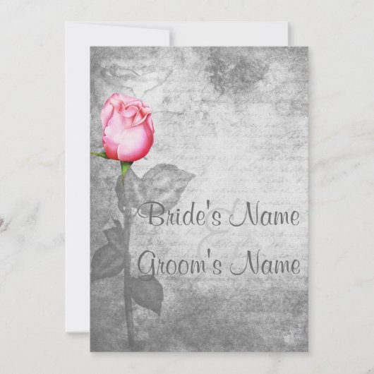 ヴィンテージスポットカラー結婚ピンク 招待状 (正面)