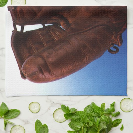 ヴィンテージスポーツアンティークレザー野球手袋 キッチンタオル (折り畳み)