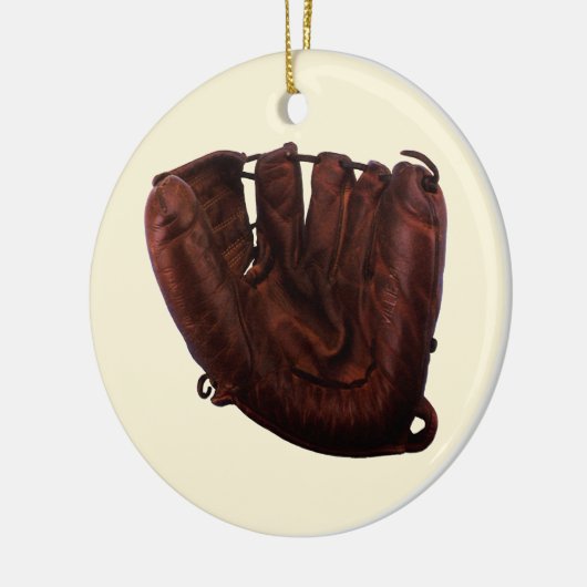 ヴィンテージスポーツアンティークレザー野球手袋 セラミックオーナメント (左)