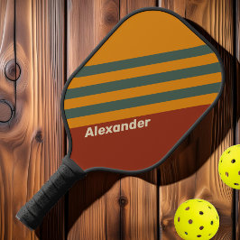 ヴィンテージスポーツオレンジストライプ色の錆びと名前 ピックルボールラケット
