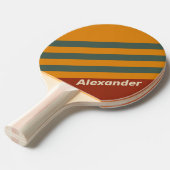 ヴィンテージスポーツオレンジストライプ色の錆びと名前 卓球ラケット (正面アングル)