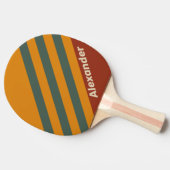 ヴィンテージスポーツオレンジストライプ色の錆びと名前 卓球ラケット (横)