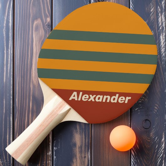 ヴィンテージスポーツオレンジストライプ色の錆びと名前 卓球ラケット