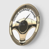 ヴィンテージスポーツカーのウッドクロムステアリングホイール ラージ壁時計 (傾斜)