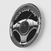 ヴィンテージスポーツカーのウッドルックステアリングホイールクロック6 ラージ壁時計 (傾斜)