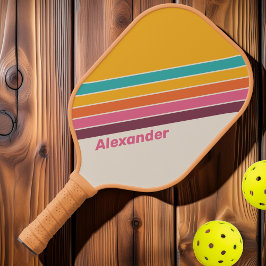 ヴィンテージスポーツキャンディストライプのレインボー ピックルボールラケット