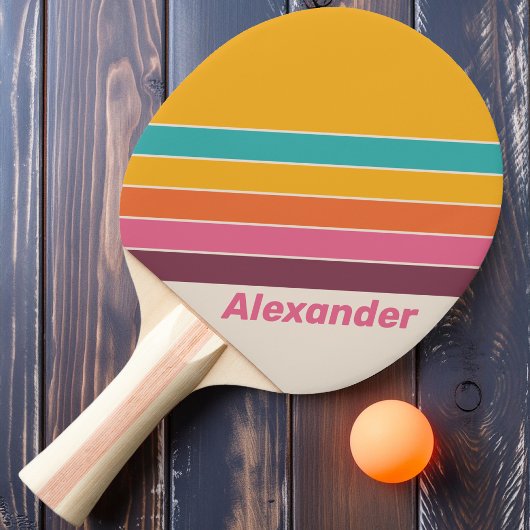 ヴィンテージスポーツキャンディストライプのレインボー 卓球ラケット