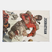 ヴィンテージスポーツサッカークォーターバックランニングプレイヤー キッチンタオル (横)